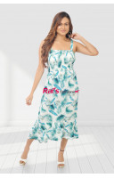 Printed Square Neck Western Long Dress (KR359)